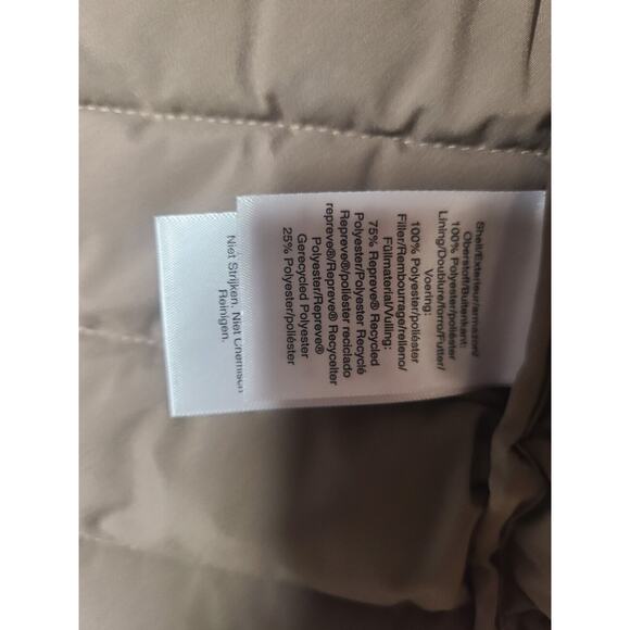 DKNY Jacket Womens Small Taupe Tan Full Zip Hooded Puffer Trench Coat NWT - Picture 6 of 13